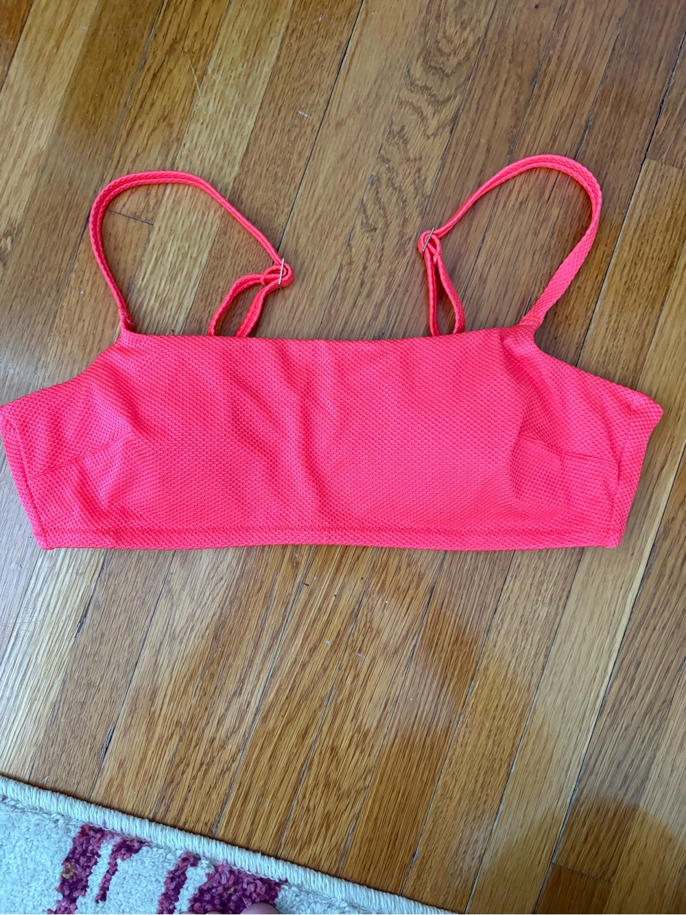 aerie Coral Pink Textured Bikini Top
